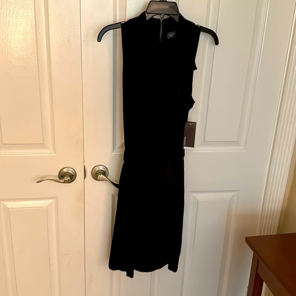 Donna Rico NWT Size 12 Sleeveless Black w/Ruffle Trim Tie Waist LBD